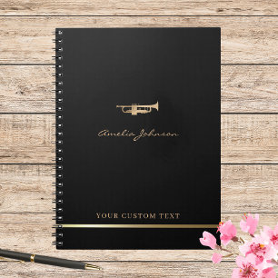 Simple Elegant Gold Trumpet Musician Brass Teacher Notebook