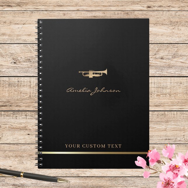 Simple Elegant Gold Trumpet Musician Brass Teacher Notebook (Creator Uploaded)