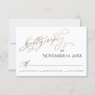 Simple, Elegant, Gold Type Kindly Reply RSVP Card