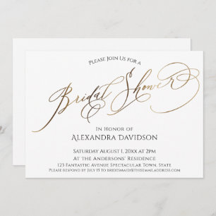Simple Elegant Gold Typography Bridal Shower Invitation