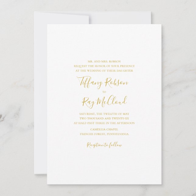 Simple Elegant Gold Wedding Invitation (Front)