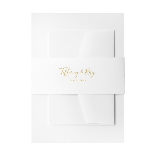 Simple Elegant Gold Wedding Invitation Belly Band (Front Example)