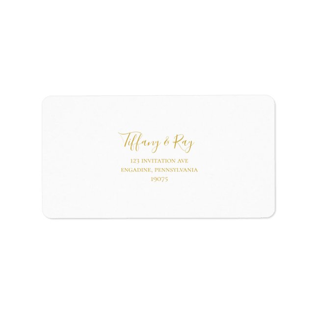 Simple Elegant Gold Wedding RSVP Address Labels (Front)
