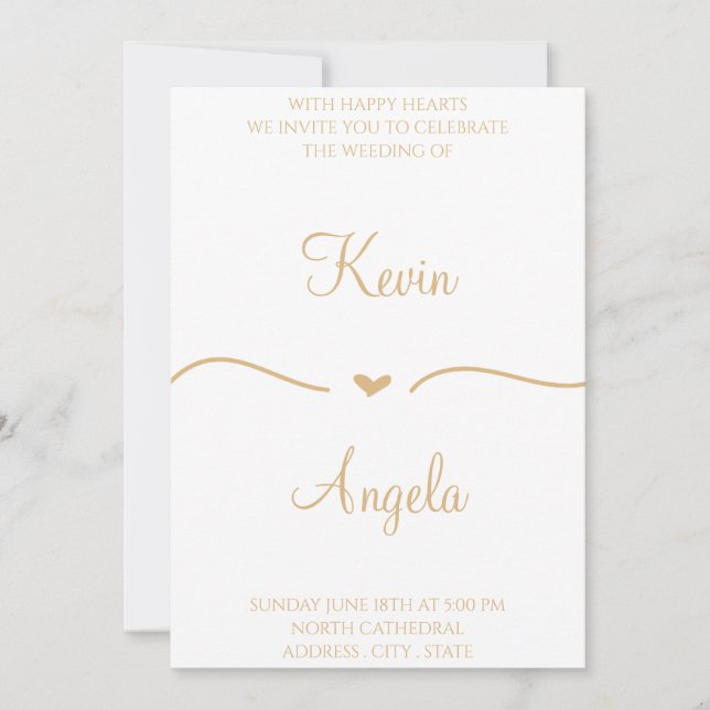 Simple Elegant Gold Weeding Invitation (Front)