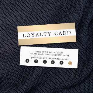 Simple Elegant Gold White Stripes Beauty Loyalty Card