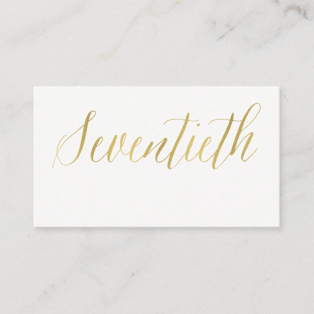 SIMPLE ELEGANT GOLD WHITE TYPOGRAPHY 70 BIRTHDAY PLACE CARD (Front)