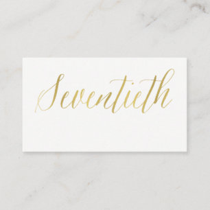 SIMPLE ELEGANT GOLD WHITE TYPOGRAPHY 70 BIRTHDAY PLACE CARD