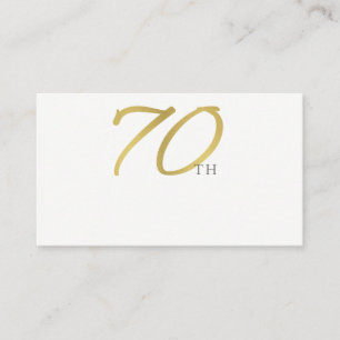 SIMPLE ELEGANT GOLD WHITE TYPOGRAPHY 70 BIRTHDAY PLACE CARD