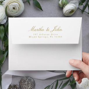 Simple Elegant Gold & White Wedding Envelope