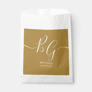 Simple Elegant Golden Initials Wedding  Favour Bag