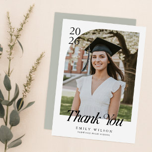 Simple Elegant Graduate Arch Photo Graduation Thank You Card