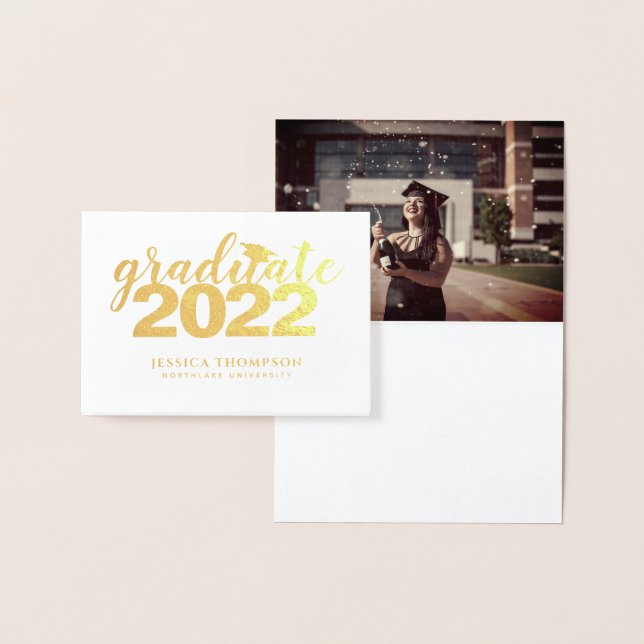 Simple Elegant Graduate Gold Foil Greeting Card (Display)
