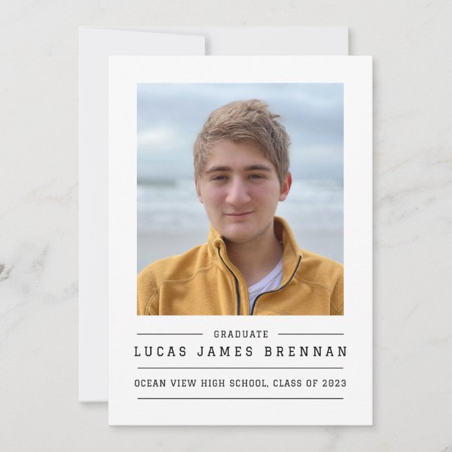 Simple Elegant Graduation Announcement with Photo (Front)