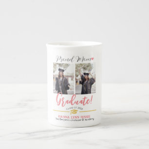 Simple Elegant Graduation gold Cap Thanks Script  Bone China Mug