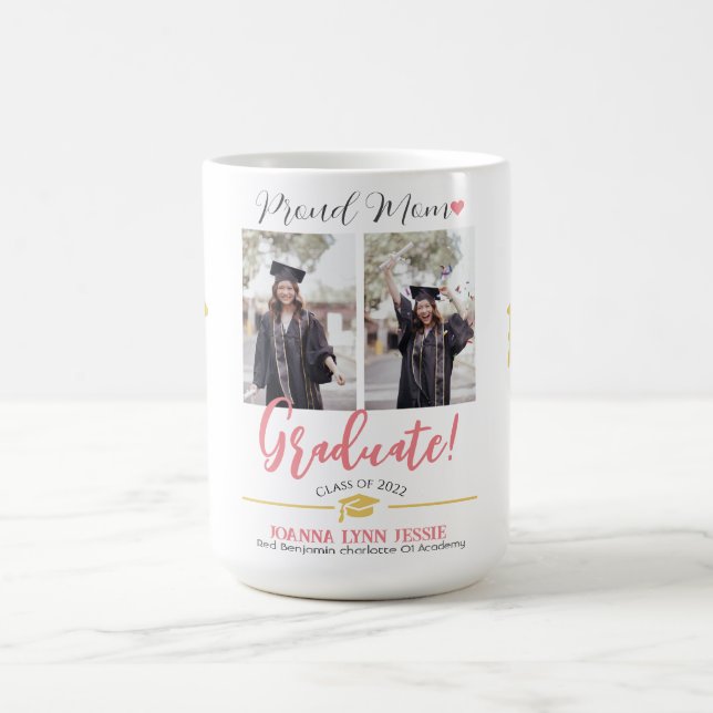 Simple Elegant Graduation gold Cap Thanks Script  Coffee Mug (Center)
