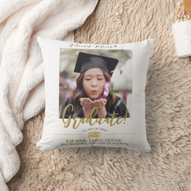 Simple Elegant Graduation gold Cap Thanks Script Cushion (Blanket)