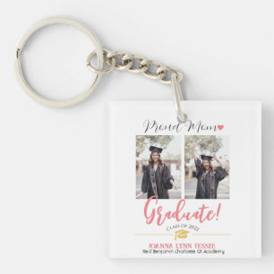 Simple Elegant Graduation gold Cap Thanks Script  Key Ring