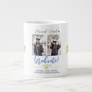 Simple Elegant Graduation gold Cap Thanks Script  Large Coffee Mug
