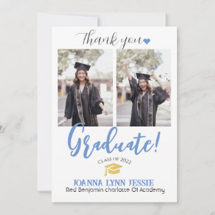 Simple Elegant Graduation gold Cap Thanks Script Thank You Card
