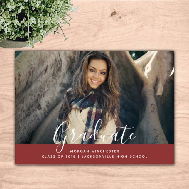 Simple Elegant Graduation Invite | Burgundy (Burgundy Simple Elegant Graduation Announcement)