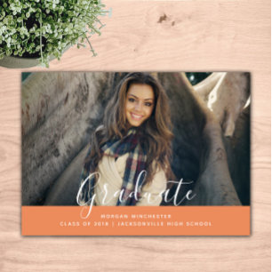 Simple Elegant Graduation Invite Orange