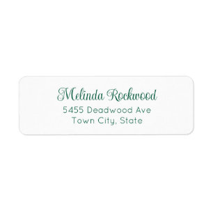 Simple & Elegant Green 2-Line Return Address Label