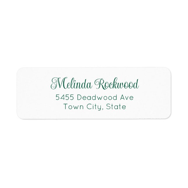 Simple & Elegant Green 2-Line Return Address Label (Front)