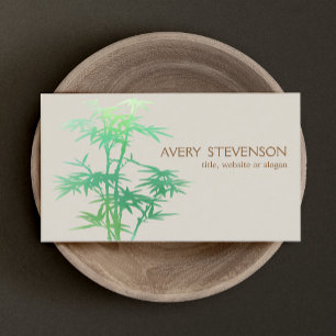Simple Elegant Green Bamboo Nature Health Spa Business Card
