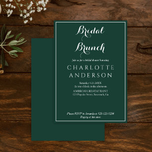 Simple Elegant Green Bridal Shower Bridal Brunch Invitation