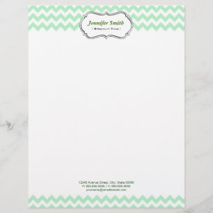 Simple Elegant Green Chevron Zigzag Letterhead Design