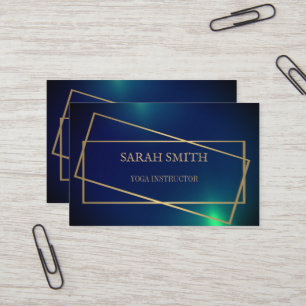 Simple Elegant Green Golden Yoga Instructor Business Card