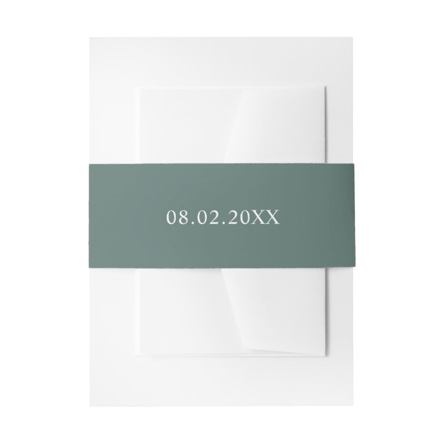 Simple Elegant Green Save Date Wedding Invitation Invitation Belly Band (Front Example)