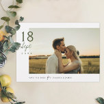 Simple Elegant Green Script Photo Save the Date Invitation<br><div class="desc">This simple, stylish modern photo wedding save the date flat card template features your first names and date along with your photo on the front. The date text on the front is an elegant medium dark shade of green and the other text on both sides is black by default. You...</div>