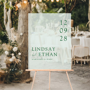 Simple Elegant Green Transparent Wedding Acrylic Sign
