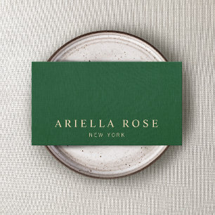 Simple Elegant Green Vintage Professional Linen Business Card