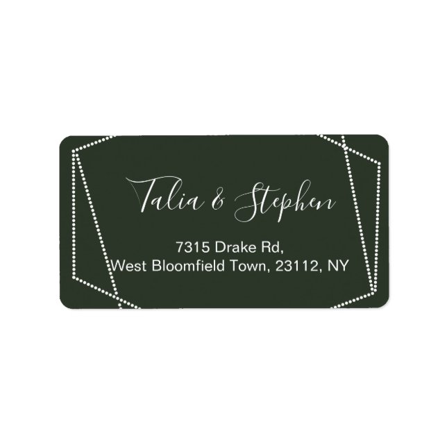Simple Elegant Green Wedding RSVP Return Address Label (Front)
