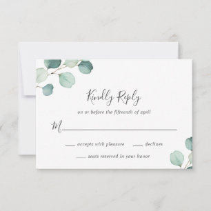 Simple Elegant Greenery Rustic Eucalyptus Wedding  RSVP Card