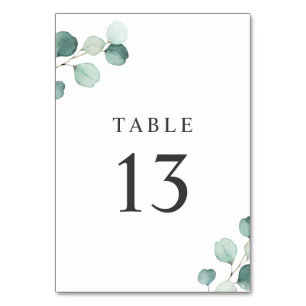 Simple Elegant Greenery Rustic Eucalyptus Wedding Table Number