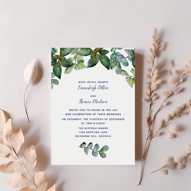 Simple Elegant Greenery Wedding Invitation (Creator Uploaded)