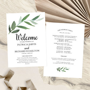 Simple Elegant Greenery Wedding Programs