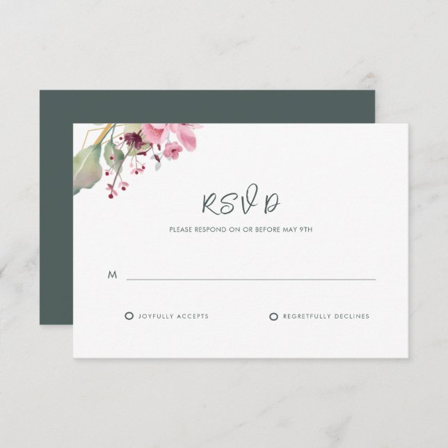 Simple Elegant Greenery Wedding  RSVP Card (Front/Back)