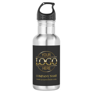 Simple Elegant Grey and Gold Company Business Logo 532 Ml Water Bottle