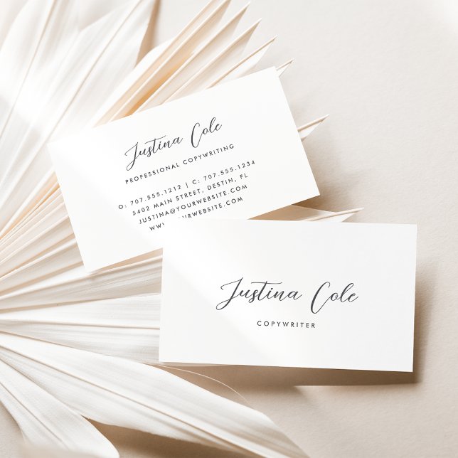 Simple Elegant Grey Calligraphy Script Business Card (Creator Uploaded)