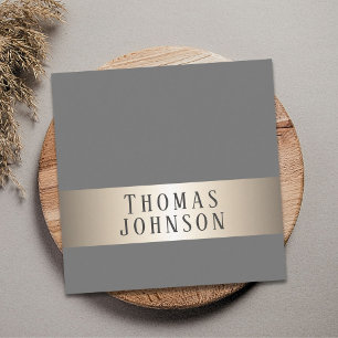 Simple Elegant Grey Faux Copper Stripe Consultant Square Business Card