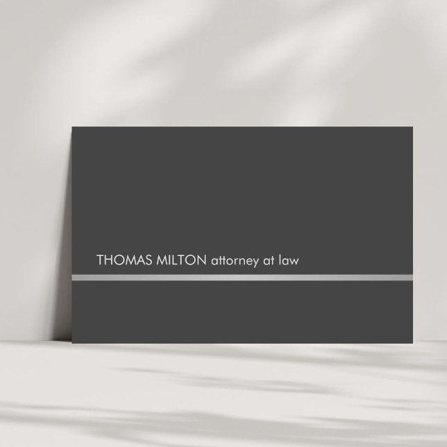 Simple Elegant Grey Faux Silver Line Attorney Business Card (Creator Uploaded)