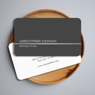 Simple Elegant Grey Faux Silver Line Attorney Business Card