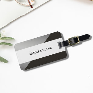 Simple Elegant Grey FAUX Silver Luggage Tag