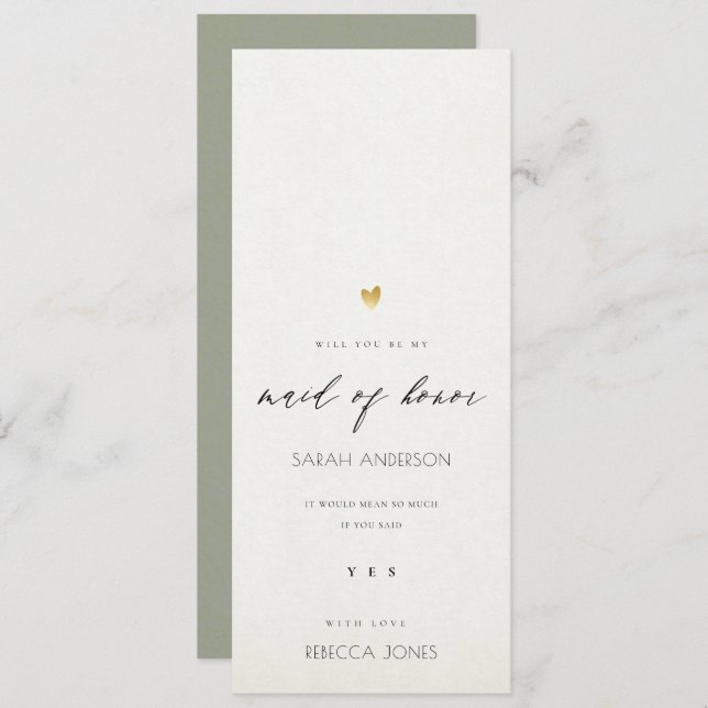 SIMPLE ELEGANT GREY GOLD TYPOGRAPHY maid of honour Invitation (Front/Back)