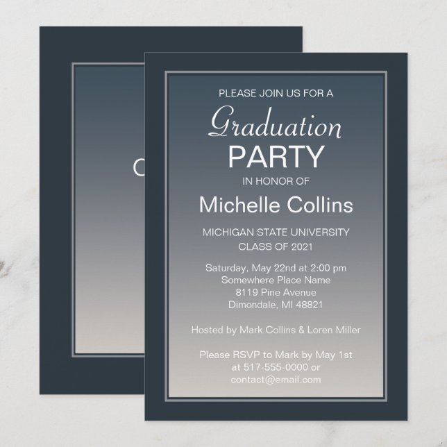 Simple Elegant Grey Gradient Invitation (Front/Back)