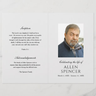 Simple Elegant Grey Modern Funeral Program